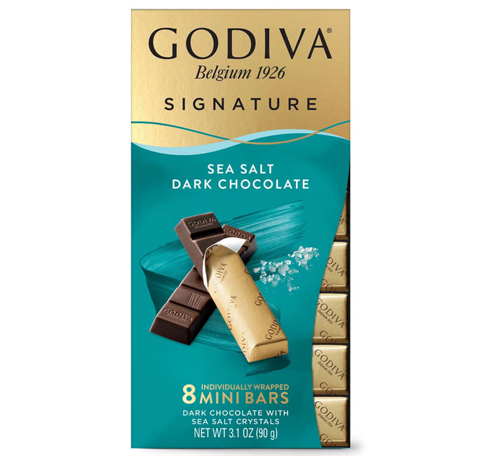 GODIVA SIGNATURE MINI BARS - SEA SALT DARK CHOC (8 PC)