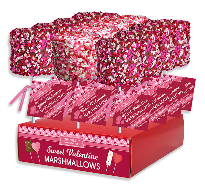 MELVILLE CHOC DIPPED MARSHMALLOW W/ VALENTINE CONFETTI