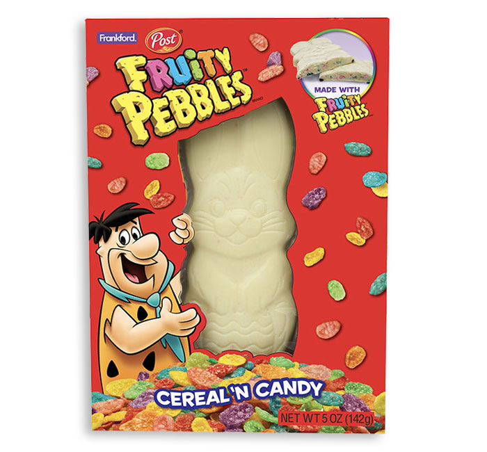 POST FRUITY PEBBLES CEREAL N CANDY WHITE CHOCOLATE RABBIT